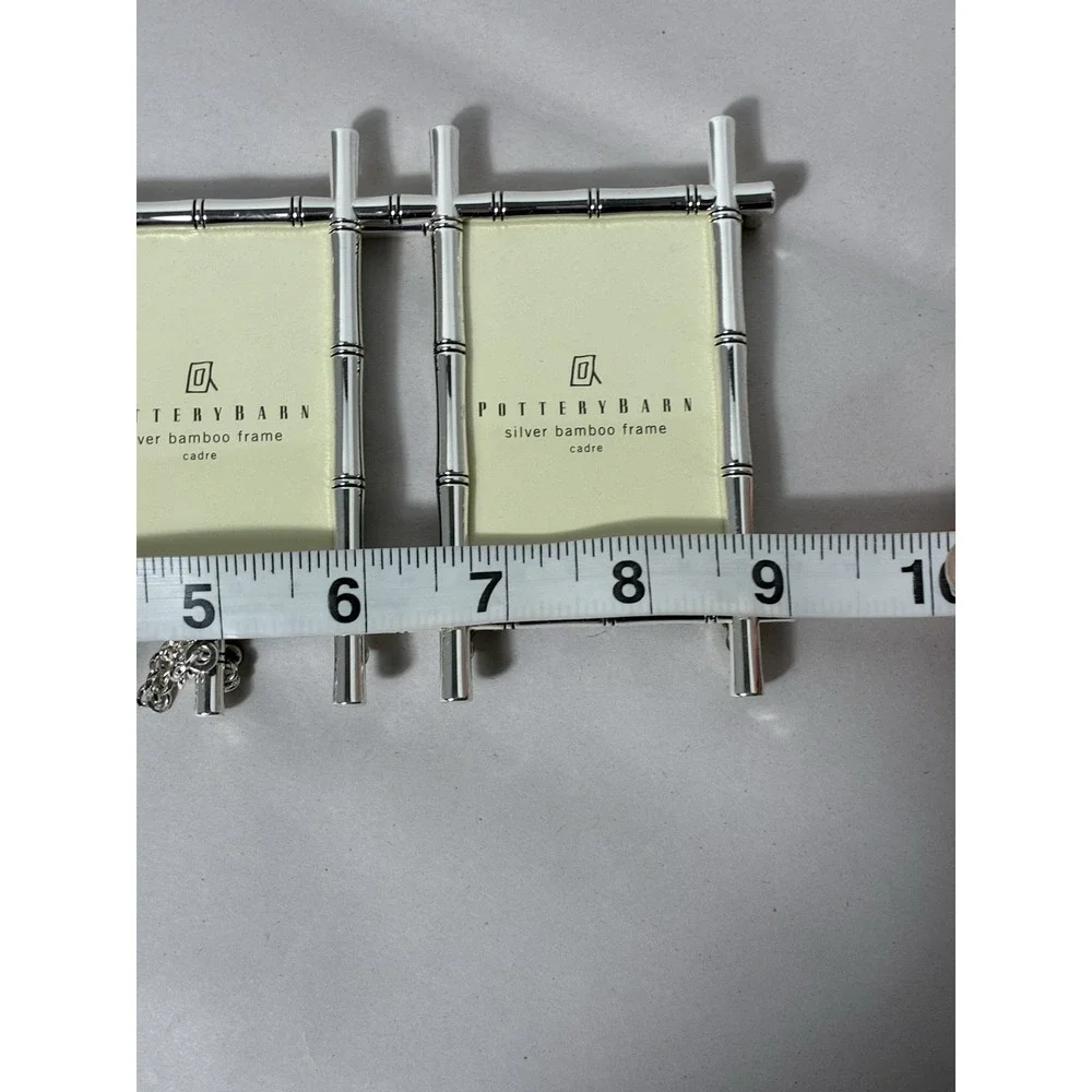 NEW Pottery Barn Silver Bamboo Picture Frame Silver Plated 3 Photo Small